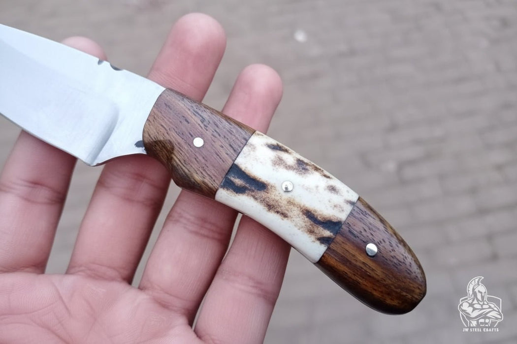Custom Skinner Knife Deer Antler Rosewood Handle