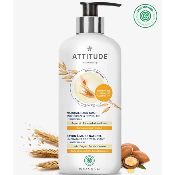 Attitude Hand Soap, Sensitive, Argan Oil, 16 Fl Oz