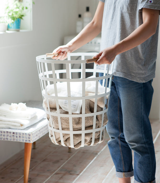 Wire Basket (18" H)  - Steel + Wood