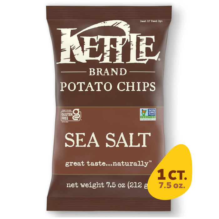 Kettle Brand Sea Salt Potato Chips, 7.5oz Bag (Pack of 12)