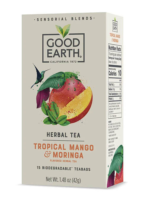 Good Earth Tea Tropical Moringa-Mango SENSOR (Pack of 5 to 15 Count)