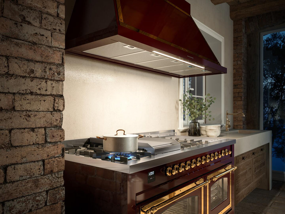 ILVE Nostalgie II 60" Dual Fuel Natural Gas Range, Emerald Green, Copper Trim UP60FSNMPEGP