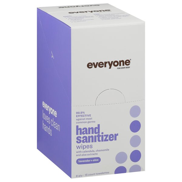 Everyone Hand Sanitizer Wipes, Lavender Aloe, 6-15 Count