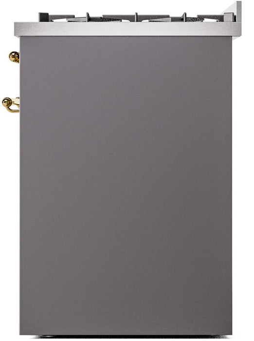 ILVE Nostalgie II 30" Dual Fuel Liquid Propane Range, Matte Graphite, Brass Trim ILVE UP30NMPMGGLP