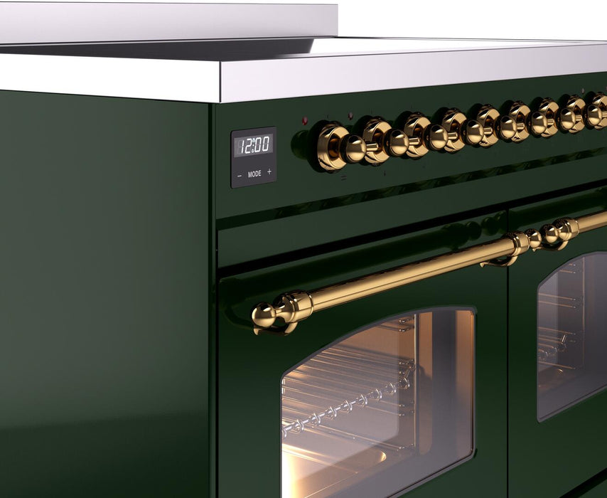 ILVE Nostalgie II 40" Electric Range, Emerald Green, Brass Trim UPDI406NMPEGG