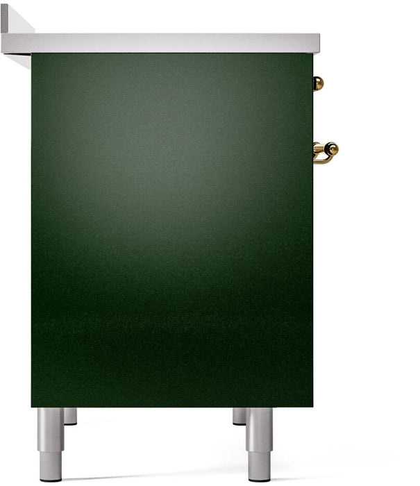 ILVE Nostalgie II 40" Electric Range, Emerald Green, Brass Trim UPDI406NMPEGG