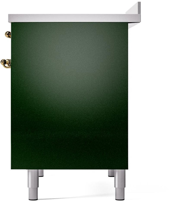 ILVE Nostalgie II 40" Electric Range, Emerald Green, Brass Trim UPDI406NMPEGG