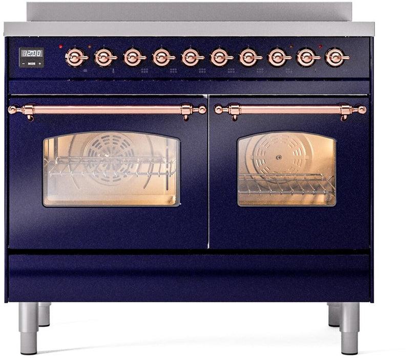 ILVE Nostalgie II 40" Electric Range, Blue, Copper Trim  UPDI406NMPMBP