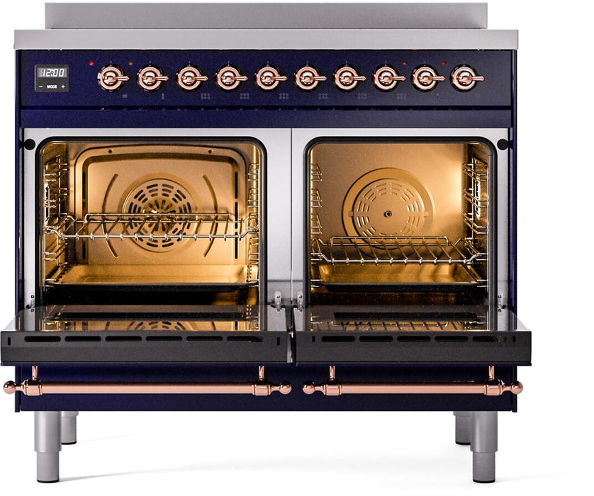 ILVE Nostalgie II 40" Electric Range, Blue, Copper Trim  UPDI406NMPMBP