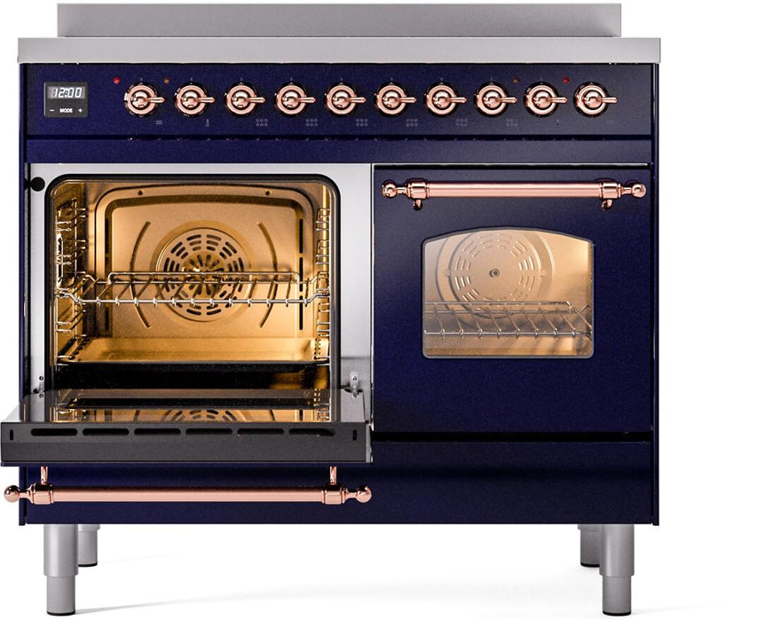 ILVE Nostalgie II 40" Electric Range, Blue, Copper Trim  UPDI406NMPMBP