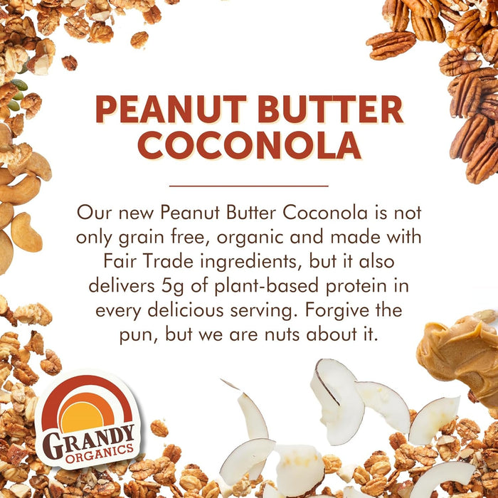 Grandy Organics Coconola Organic Peanut Butter Granola – 9 oz (Pack of 6) | Gluten-Free & Fair Trade
