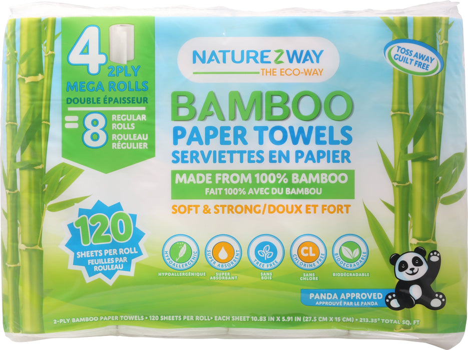 Naturezway Disposable Bamboo 8-Pack 2-Ply Towels