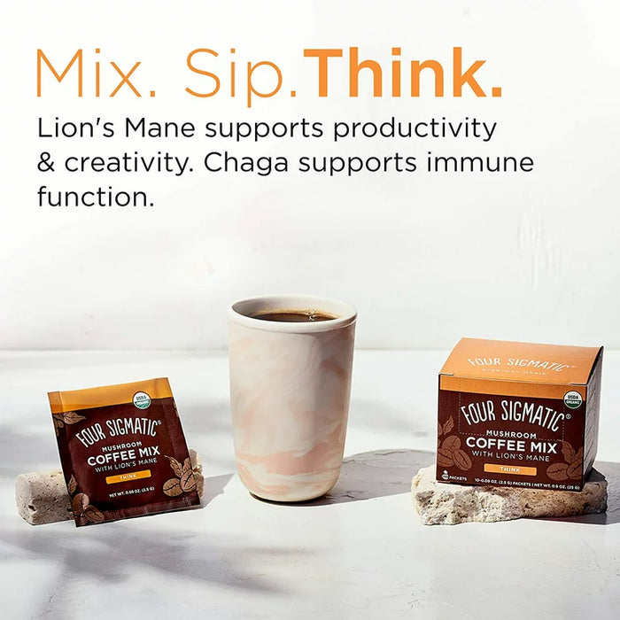 Four Sigmatic Mushroom Coffee (10ct) - Lion's Mane & Chaga for Focus & Immunity