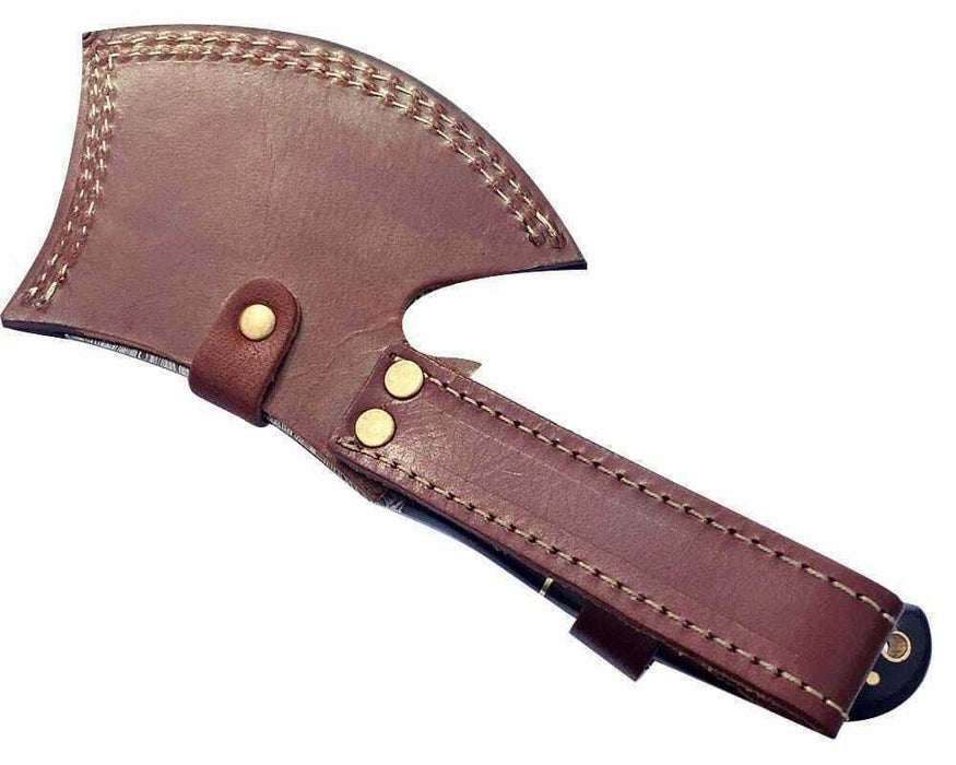 Damascus Bearded Hatchet with Contoured Full Tang Handle