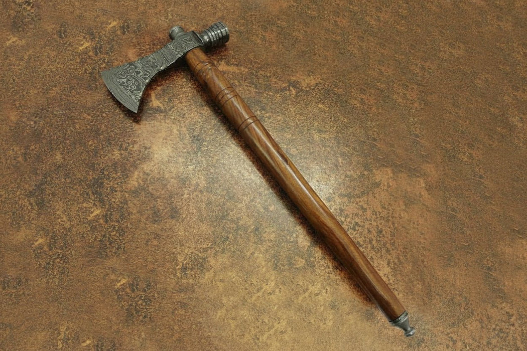 Damascus Smoking Axe Straight Handle 19 Inch