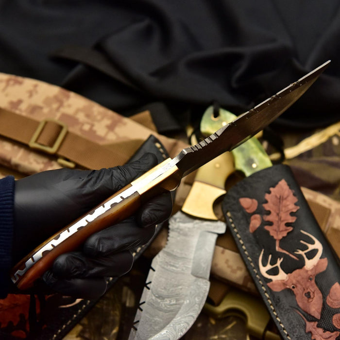 Damascus Steel Tracker Knife – Multiple Handle Colors | JW SteelCrafts