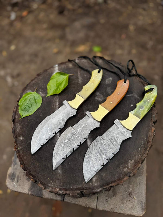 Damascus Steel Tracker Knife – Multiple Handle Colors | JW SteelCrafts