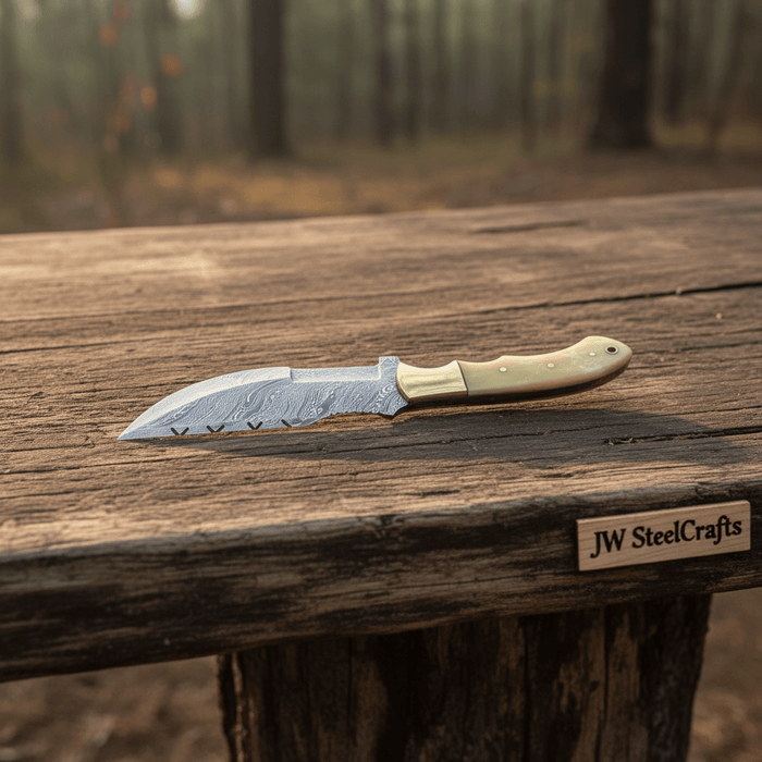 Damascus Steel Tracker Knife – Multiple Handle Colors | JW SteelCrafts