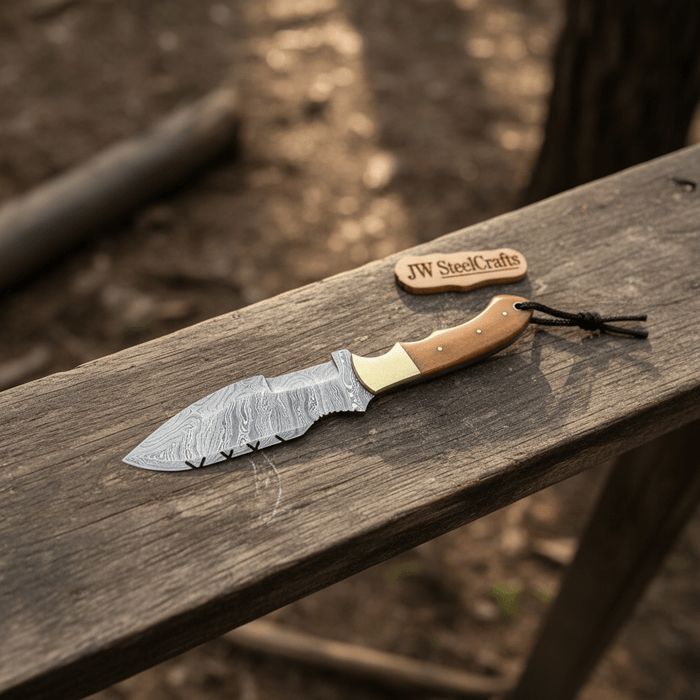 Damascus Steel Tracker Knife – Multiple Handle Colors | JW SteelCrafts