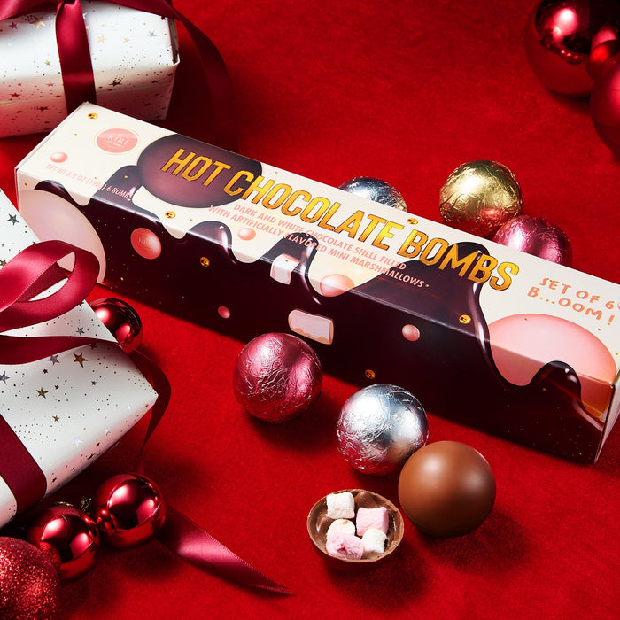 Hot Chocolate Bombs - Set of 6-3 Flavors of White, Fudge Brownie, Strawberry Chocolates - Delicious Cocoa Bombs Filled with Marshmallows - Classic Bomb Gift Set, Melting Marshmallow Delicious Gifts