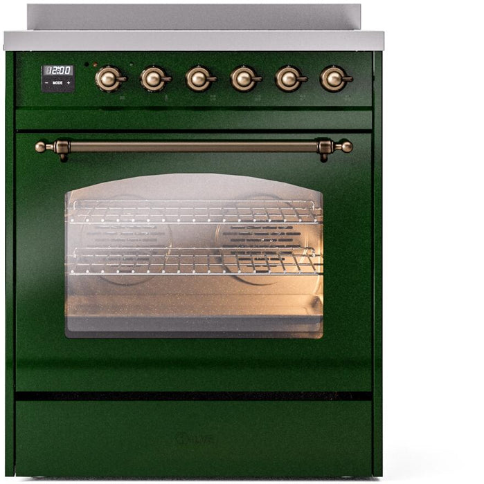 ILVE Nostalgie II 30" Electric Range, Emerald Green, Bronze Trim UPI304NMPEGB