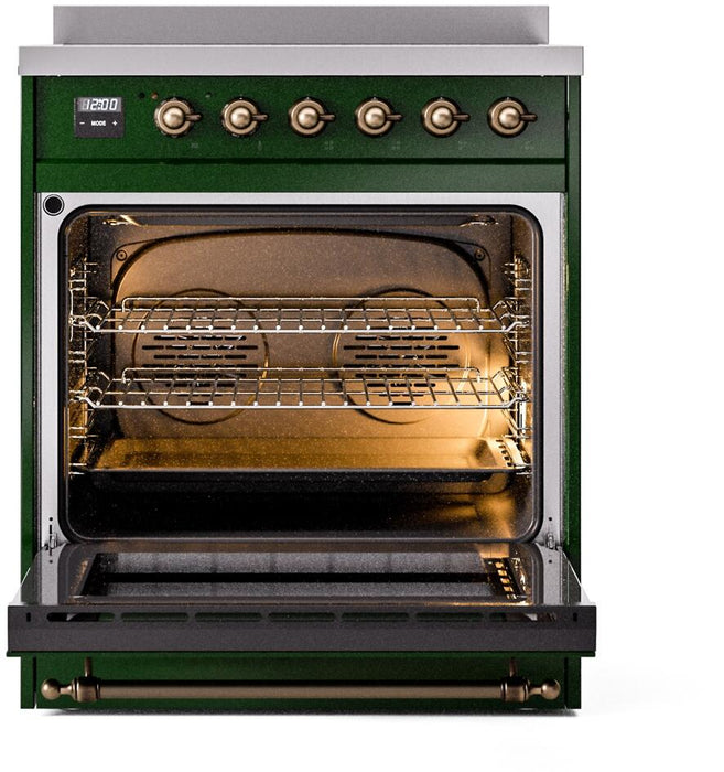 ILVE Nostalgie II 30" Electric Range, Emerald Green, Bronze Trim UPI304NMPEGB