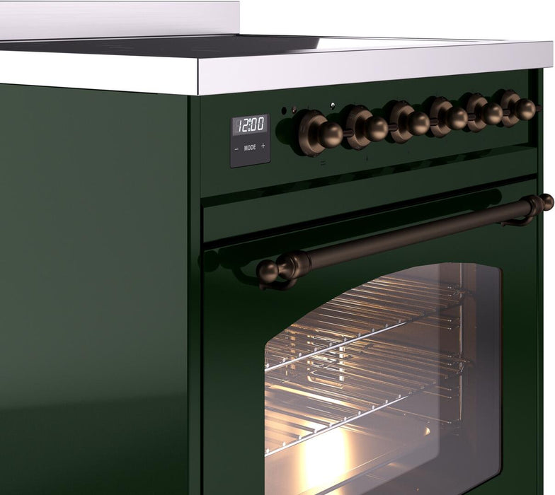 ILVE Nostalgie II 30" Electric Range, Emerald Green, Bronze Trim UPI304NMPEGB