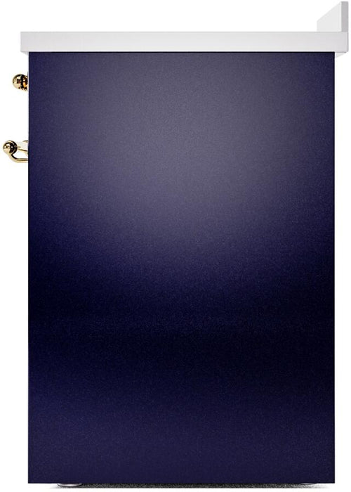 ILVE Nostalgie II 30" Electric Range, Blue, Brass Trim UPI304NMPMBG