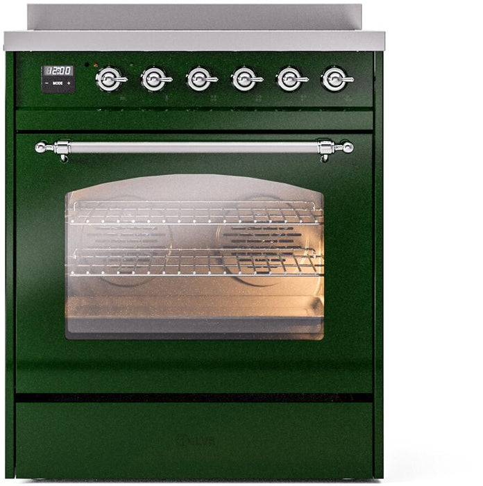 ILVE Nostalgie II 30" Electric Range, Emerald Green, Chrome Trim UPI304NMPEGC