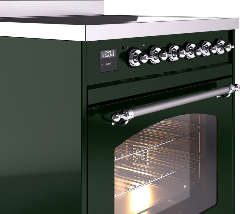ILVE Nostalgie II 30" Electric Range, Emerald Green, Chrome Trim UPI304NMPEGC