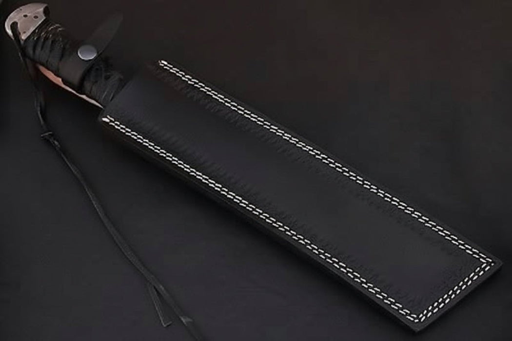 9 Inch Damascus Steel Tanto Knife with Cord Wrapped Handle – 16 Inch Overall
