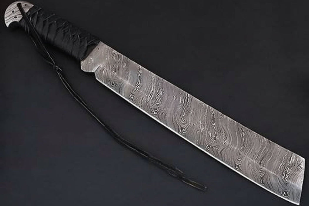 9 Inch Damascus Steel Tanto Knife with Cord Wrapped Handle – 16 Inch Overall