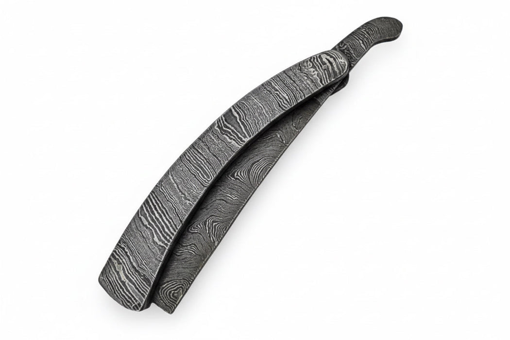 Handmade Damascus Steel Sweeney Todd Style Straight Razor Barber Folding Razor with Leather Sheath