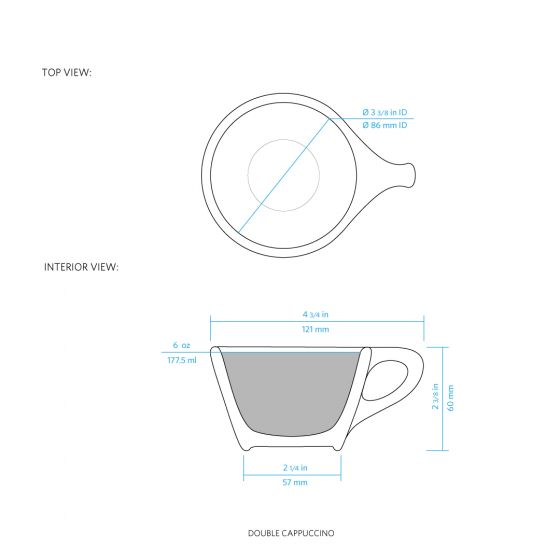Lino Double Cappuccino Cup & Saucer - Indigo (6oz/177ml)