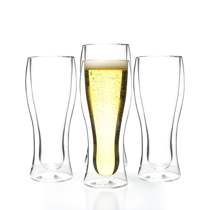 Double Walled Beer Drink Glass Mug - Set of 4 (Without Handle)