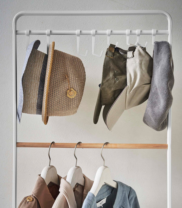 Coat Rack with Hat Storage (66" H)  - Steel + Wood