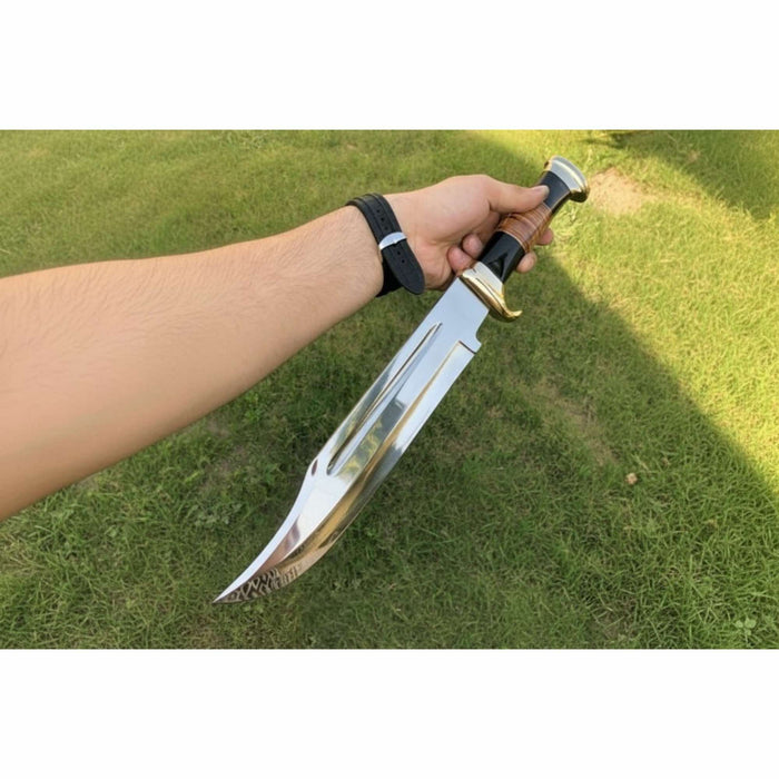 Dundee Clip Point Bowie Knife – Handmade 17 Inch Frontier Blade, Damascus or High Polish Steel | JW SteelCrafts
