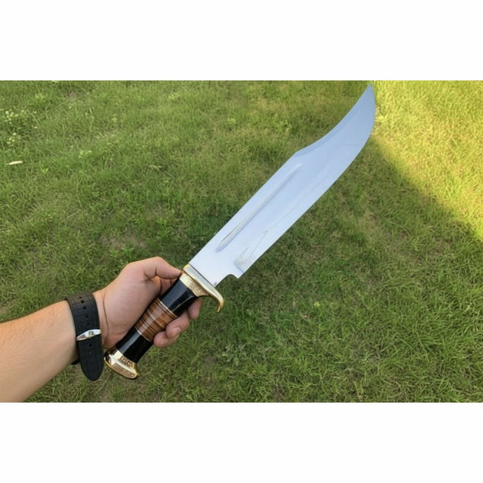 Dundee Clip Point Bowie Knife – Handmade 17 Inch Frontier Blade, Damascus or High Polish Steel | JW SteelCrafts