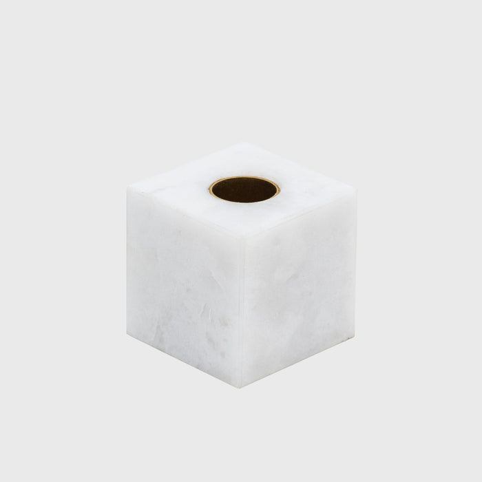 Cube candlestick, white quartz