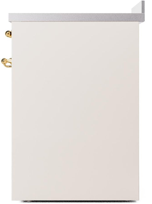 ILVE Nostalgie II 30" Electric Range, Antique White, Brass Trim UPI304NMPAWG