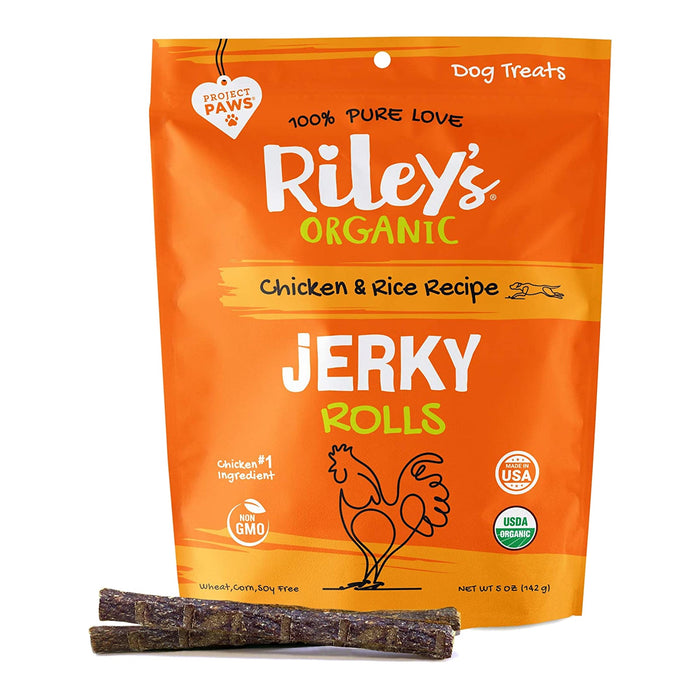 Riley's Organic Dog Treats Chews Jerky Rolls (Pack of 8 - 5oz)