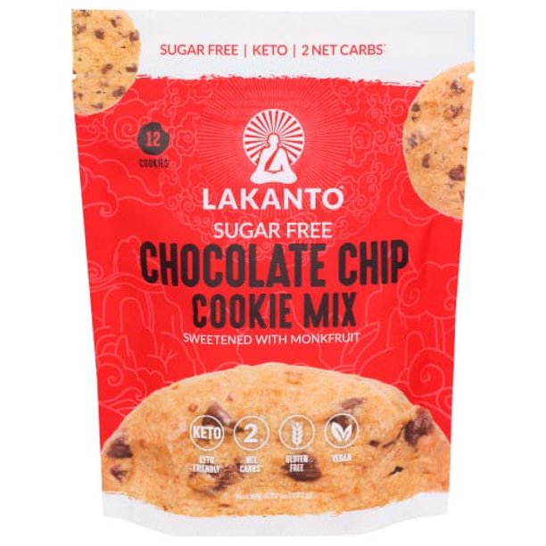 Lakanto Sugar-Free Chocolate Chip Cookie Mix (6.77 Oz, 8-Count Case)