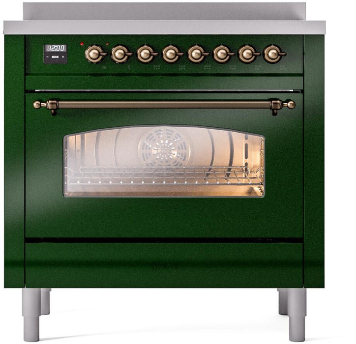 ILVE Nostalgie II 36 " Electric Range, Emerald Green, Bronze Trim UPI366NMPEGB