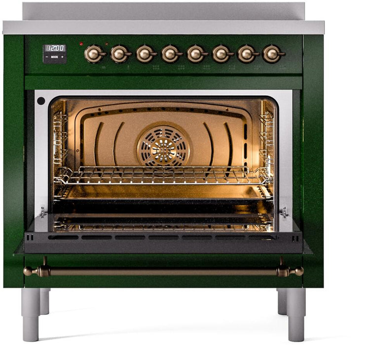 ILVE Nostalgie II 36 " Electric Range, Emerald Green, Bronze Trim UPI366NMPEGB