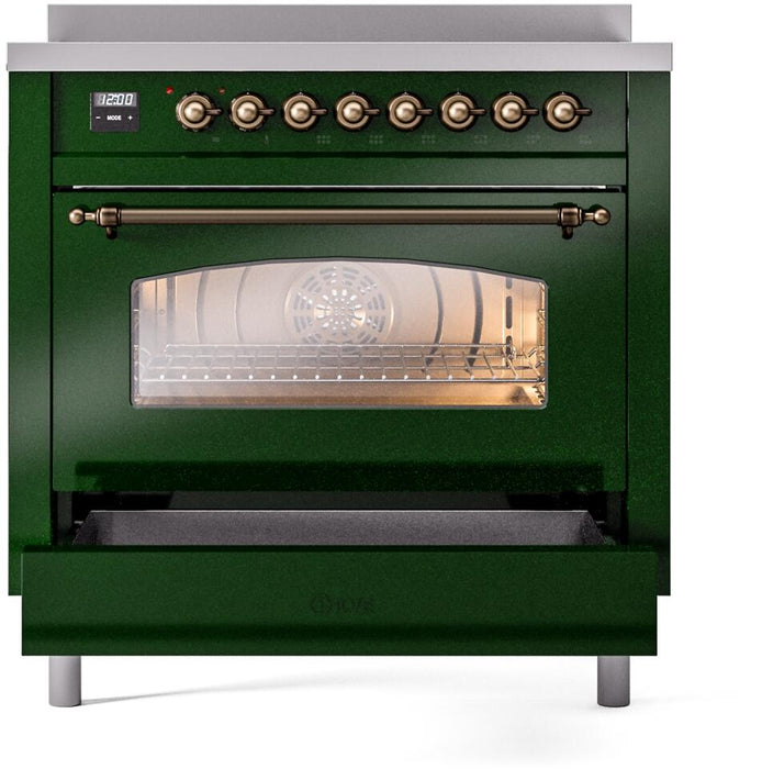 ILVE Nostalgie II 36 " Electric Range, Emerald Green, Bronze Trim UPI366NMPEGB