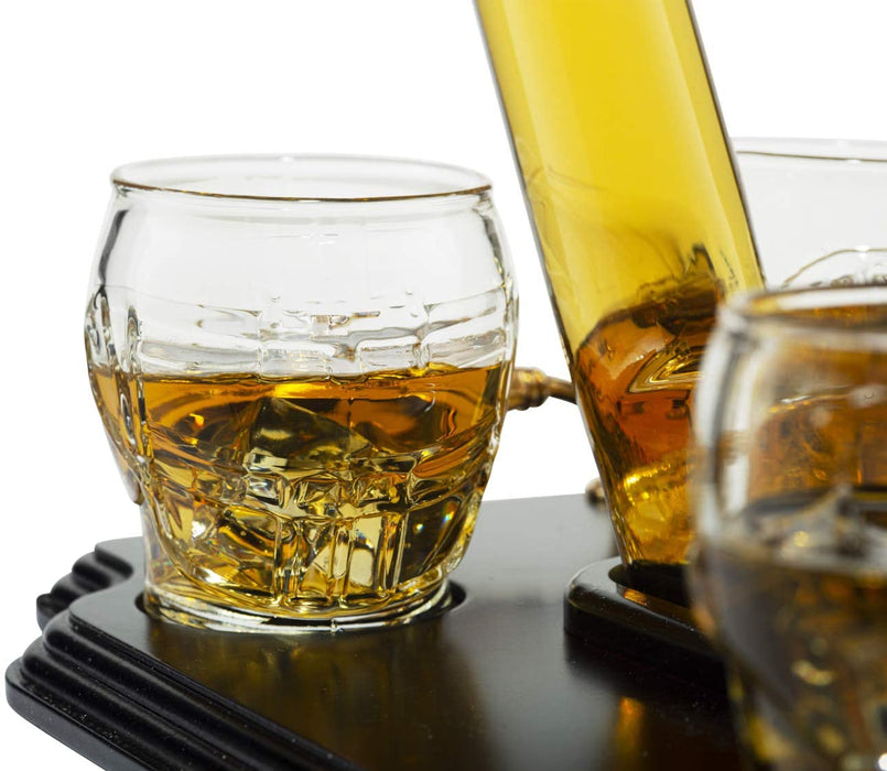 Ice Hockey Wine & Whiskey Decanter Set With 4 Helmet Whiskey Glasses by The Wine Savant 750ml Decanter 8 Ounce glasses Hockey Gift