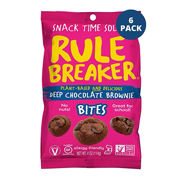 Rule Breaker Snacks Deep Chocolate Brownie Bites (Pack of 6- 4 Oz)