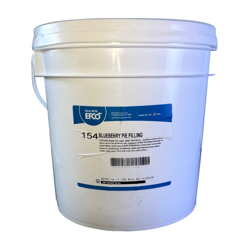 EFCO Blueberry Pie Filling, manufacturer code 154, 38 lb pail