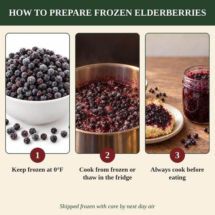 Frozen Elderberries, Whole Berries, 5 lb