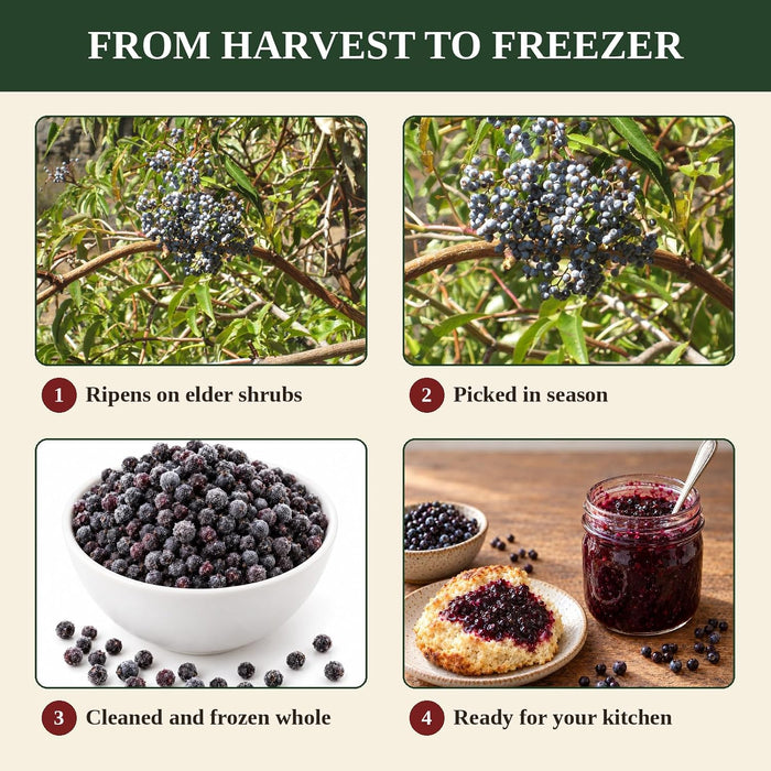 Frozen Elderberries, Whole Berries, 5 lb
